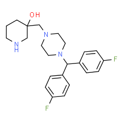 ChemSpider 2D Image | 3-({4-[Bis(4-fluorophenyl)methyl]-1-piperazinyl}methyl)-3-piperidinol | C23H29F2N3O