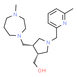 ChemSpider 2D Image | {(3R,4R)-4-[(4-Methyl-1,4-diazepan-1-yl)methyl]-1-[(6-methyl-2-pyridinyl)methyl]-3-pyrrolidinyl}methanol | C19H32N4O