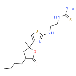 ChemSpider 2D Image | 1-(2-{[4-(4-Butyl-2-methyl-5-oxotetrahydro-2-furanyl)-1,3-thiazol-2-yl]amino}ethyl)thiourea | C15H24N4O2S2