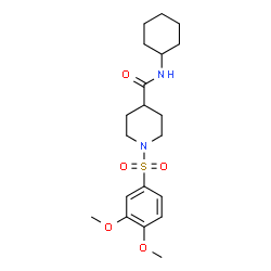 ChemSpider 2D Image | N-Cyclohexyl-1-[(3,4-dimethoxyphenyl)sulfonyl]-4-piperidinecarboxamide | C20H30N2O5S