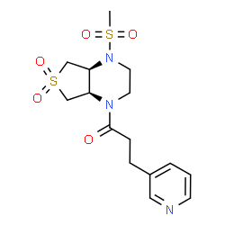 ChemSpider 2D Image | 1-[(4aS,7aR)-4-(Methylsulfonyl)-6,6-dioxidohexahydrothieno[3,4-b]pyrazin-1(2H)-yl]-3-(3-pyridinyl)-1-propanone | C15H21N3O5S2