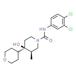 ChemSpider 2D Image | (3R,4R)-N-(3,4-Dichlorophenyl)-4-hydroxy-3-methyl-4-(tetrahydro-2H-pyran-4-yl)-1-piperidinecarboxamide | C18H24Cl2N2O3