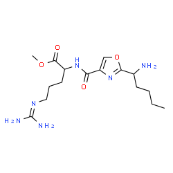 ChemSpider 2D Image | Methyl N~2~-{[2-(1-aminopentyl)-1,3-oxazol-4-yl]carbonyl}-N~5~-(diaminomethylene)ornithinate | C16H28N6O4