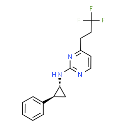 ChemSpider 2D Image | N-[(1R,2S)-2-Phenylcyclopropyl]-4-(3,3,3-trifluoropropyl)-2-pyrimidinamine | C16H16F3N3