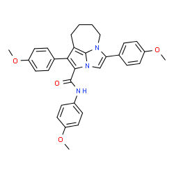 ChemSpider 2D Image | N,1,4-Tris(4-methoxyphenyl)-5,6,7,8-tetrahydro-2a,4a-diazacyclopenta[cd]azulene-2-carboxamide | C32H31N3O4