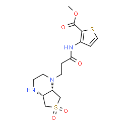 ChemSpider 2D Image | Methyl 3-({3-[(4aR,7aS)-6,6-dioxidohexahydrothieno[3,4-b]pyrazin-1(2H)-yl]propanoyl}amino)-2-thiophenecarboxylate | C15H21N3O5S2