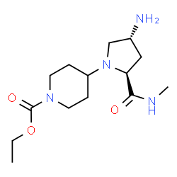 ChemSpider 2D Image | Ethyl 4-[(2S,4R)-4-amino-2-(methylcarbamoyl)-1-pyrrolidinyl]-1-piperidinecarboxylate | C14H26N4O3