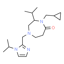 ChemSpider 2D Image | 4-(Cyclopropylmethyl)-3-isopropyl-1-[(1-isopropyl-1H-imidazol-2-yl)methyl]-1,4-diazepan-5-one | C19H32N4O