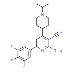 ChemSpider 2D Image | 2-Amino-4-(1-isopropyl-4-piperidinyl)-6-(3,4,5-trifluorophenyl)nicotinonitrile | C20H21F3N4