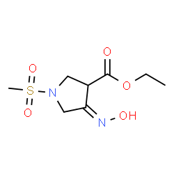 ChemSpider 2D Image | Ethyl (4E)-4-(hydroxyimino)-1-(methylsulfonyl)-3-pyrrolidinecarboxylate | C8H14N2O5S