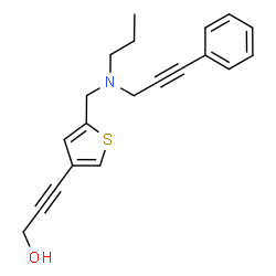 ChemSpider 2D Image | 3-(5-{[(3-Phenyl-2-propyn-1-yl)(propyl)amino]methyl}-3-thienyl)-2-propyn-1-ol | C20H21NOS