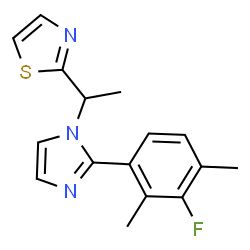 ChemSpider 2D Image | 2-{1-[2-(3-Fluoro-2,4-dimethylphenyl)-1H-imidazol-1-yl]ethyl}-1,3-thiazole | C16H16FN3S