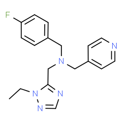 ChemSpider 2D Image | 1-(1-Ethyl-1H-1,2,4-triazol-5-yl)-N-(4-fluorobenzyl)-N-(4-pyridinylmethyl)methanamine | C18H20FN5