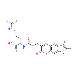 ChemSpider 2D Image | N~5~-Carbamoyl-N~2~-[3-(2,3,5-trimethyl-7-oxo-7H-furo[3,2-g]chromen-6-yl)propanoyl]ornithine | C23H27N3O7