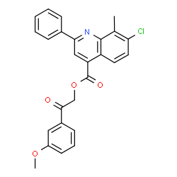ChemSpider 2D Image | 2-(3-Methoxyphenyl)-2-oxoethyl 7-chloro-8-methyl-2-phenyl-4-quinolinecarboxylate | C26H20ClNO4