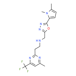 ChemSpider 2D Image | N-{[5-(1,5-Dimethyl-1H-pyrrol-2-yl)-1,3,4-oxadiazol-2-yl]methyl}-2-[4-methyl-6-(trifluoromethyl)-2-pyrimidinyl]ethanamine | C17H19F3N6O