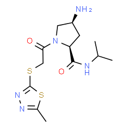 ChemSpider 2D Image | (4S)-4-Amino-N-isopropyl-1-{[(5-methyl-1,3,4-thiadiazol-2-yl)sulfanyl]acetyl}-L-prolinamide | C13H21N5O2S2