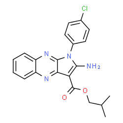 ChemSpider 2D Image | Isobutyl 2-amino-1-(4-chlorophenyl)-1H-pyrrolo[2,3-b]quinoxaline-3-carboxylate | C21H19ClN4O2