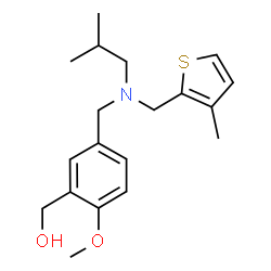 ChemSpider 2D Image | [5-({Isobutyl[(3-methyl-2-thienyl)methyl]amino}methyl)-2-methoxyphenyl]methanol | C19H27NO2S