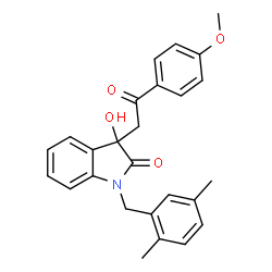 ChemSpider 2D Image | 1-(2,5-Dimethylbenzyl)-3-hydroxy-3-[2-(4-methoxyphenyl)-2-oxoethyl]-1,3-dihydro-2H-indol-2-one | C26H25NO4