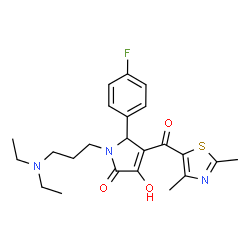 ChemSpider 2D Image | 1-[3-(Diethylamino)propyl]-4-[(2,4-dimethyl-1,3-thiazol-5-yl)carbonyl]-5-(4-fluorophenyl)-3-hydroxy-1,5-dihydro-2H-pyrrol-2-one | C23H28FN3O3S