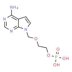 ChemSpider 2D Image | 2-[(4-Amino-7H-pyrrolo[2,3-d]pyrimidin-7-yl)methoxy]ethyl dihydrogen phosphate | C9H13N4O5P