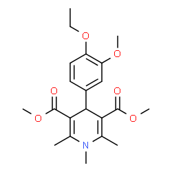 ChemSpider 2D Image | 3,5-dimethyl 4-(4-ethoxy-3-methoxyphenyl)-1,2,6-trimethyl-4H-pyridine-3,5-dicarboxylate | C21H27NO6