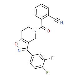 ChemSpider 2D Image | 2-{[3-(3,4-Difluorophenyl)-6,7-dihydro[1,2]oxazolo[4,5-c]pyridin-5(4H)-yl]carbonyl}benzonitrile | C20H13F2N3O2