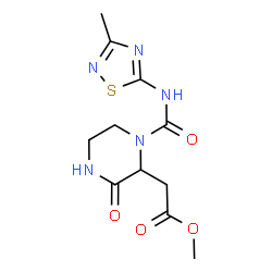 ChemSpider 2D Image | Methyl {1-[(3-methyl-1,2,4-thiadiazol-5-yl)carbamoyl]-3-oxo-2-piperazinyl}acetate | C11H15N5O4S