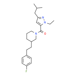 ChemSpider 2D Image | (1-Ethyl-3-isobutyl-1H-pyrazol-5-yl){3-[2-(4-fluorophenyl)ethyl]-1-piperidinyl}methanone | C23H32FN3O