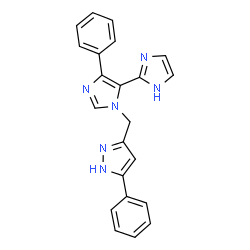 ChemSpider 2D Image | 5'-Phenyl-3'-[(5-phenyl-1H-pyrazol-3-yl)methyl]-1H,3'H-2,4'-biimidazole | C22H18N6