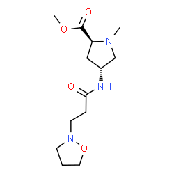 ChemSpider 2D Image | Methyl (4R)-1-methyl-4-{[3-(1,2-oxazolidin-2-yl)propanoyl]amino}-L-prolinate | C13H23N3O4