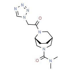 ChemSpider 2D Image | (1R,5R)-N,N-Dimethyl-6-(1H-tetrazol-1-ylacetyl)-3,6-diazabicyclo[3.2.2]nonane-3-carboxamide | C13H21N7O2