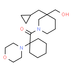 ChemSpider 2D Image | [3-(Cyclopropylmethyl)-3-(hydroxymethyl)-1-piperidinyl][1-(4-morpholinyl)cyclohexyl]methanone | C21H36N2O3