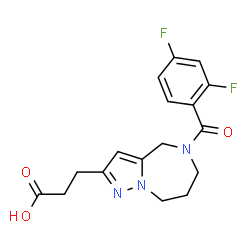 ChemSpider 2D Image | 3-[5-(2,4-Difluorobenzoyl)-5,6,7,8-tetrahydro-4H-pyrazolo[1,5-a][1,4]diazepin-2-yl]propanoic acid | C17H17F2N3O3