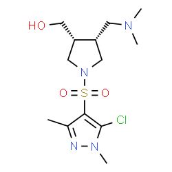 ChemSpider 2D Image | {(3R,4R)-1-[(5-Chloro-1,3-dimethyl-1H-pyrazol-4-yl)sulfonyl]-4-[(dimethylamino)methyl]-3-pyrrolidinyl}methanol | C13H23ClN4O3S