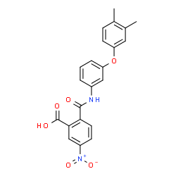 ChemSpider 2D Image | 2-{[3-(3,4-Dimethylphenoxy)phenyl]carbamoyl}-5-nitrobenzoic acid | C22H18N2O6
