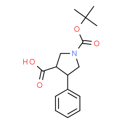 ChemSpider 2D Image | 1-(tert-butoxycarbonyl)-4-phenylpyrrolidine-3-carboxylic acid | C16H21NO4
