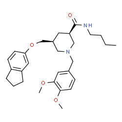 ChemSpider 2D Image | (3R,5S)-N-Butyl-5-[(2,3-dihydro-1H-inden-5-yloxy)methyl]-1-(3,4-dimethoxybenzyl)-3-piperidinecarboxamide | C29H40N2O4