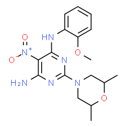 ChemSpider 2D Image | 2-(2,6-Dimethyl-4-morpholinyl)-N-(2-methoxyphenyl)-5-nitro-4,6-pyrimidinediamine | C17H22N6O4