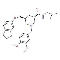 ChemSpider 2D Image | (3R,5S)-5-[(2,3-Dihydro-1H-inden-5-yloxy)methyl]-1-(3,4-dimethoxybenzyl)-N-isobutyl-3-piperidinecarboxamide | C29H40N2O4