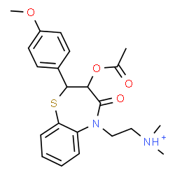 ChemSpider 2D Image | 2-[3-Acetoxy-2-(4-methoxyphenyl)-4-oxo-3,4-dihydro-1,5-benzothiazepin-5(2H)-yl]-N,N-dimethylethanaminium | C22H27N2O4S
