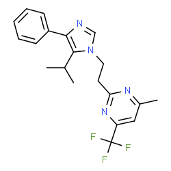 ChemSpider 2D Image | 2-[2-(5-Isopropyl-4-phenyl-1H-imidazol-1-yl)ethyl]-4-methyl-6-(trifluoromethyl)pyrimidine | C20H21F3N4