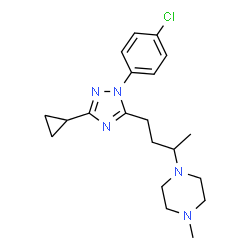 ChemSpider 2D Image | 1-{4-[1-(4-Chlorophenyl)-3-cyclopropyl-1H-1,2,4-triazol-5-yl]-2-butanyl}-4-methylpiperazine | C20H28ClN5