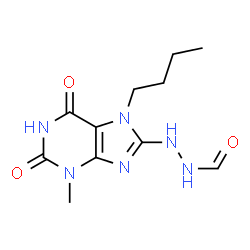 ChemSpider 2D Image | N'-(7-Butyl-3-methyl-2,6-dioxo-2,3,6,7-tetrahydro-1H-purin-8-yl)formic hydrazide | C11H16N6O3
