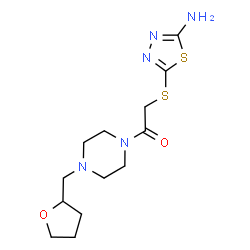 ChemSpider 2D Image | 2-[(5-Amino-1,3,4-thiadiazol-2-yl)sulfanyl]-1-[4-(tetrahydro-2-furanylmethyl)-1-piperazinyl]ethanone | C13H21N5O2S2