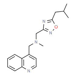 ChemSpider 2D Image | 1-(5-Isobutyl-1,2,4-oxadiazol-3-yl)-N-methyl-N-(4-quinolinylmethyl)methanamine | C18H22N4O