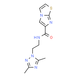 ChemSpider 2D Image | N-[2-(3,5-Dimethyl-1H-1,2,4-triazol-1-yl)ethyl]imidazo[2,1-b][1,3]thiazole-6-carboxamide | C12H14N6OS
