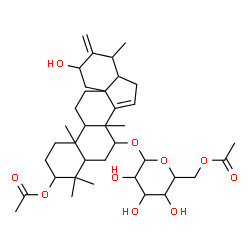 ChemSpider 2D Image | 7-[(6-O-Acetylhexopyranosyl)oxy]-23-hydroxy-4,4,8-trimethyl-22-methylene-13,24-cyclo-18-norchol-14-en-3-yl acetate | C37H56O10