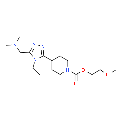 ChemSpider 2D Image | 2-Methoxyethyl 4-{5-[(dimethylamino)methyl]-4-ethyl-4H-1,2,4-triazol-3-yl}-1-piperidinecarboxylate | C16H29N5O3